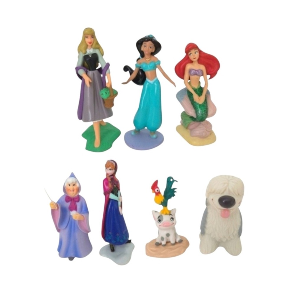 Disney Princess Mini Figurines (Lot of 7)- Anna Frozen, Jasmine, Ariel Mermaid